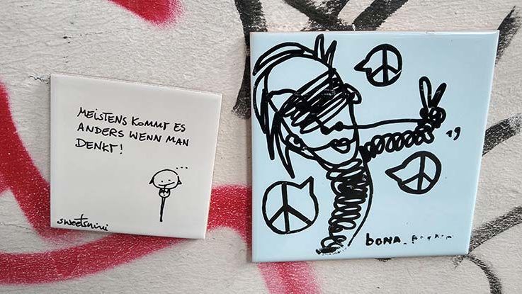 Borderlinerin und Kunst an der Wand